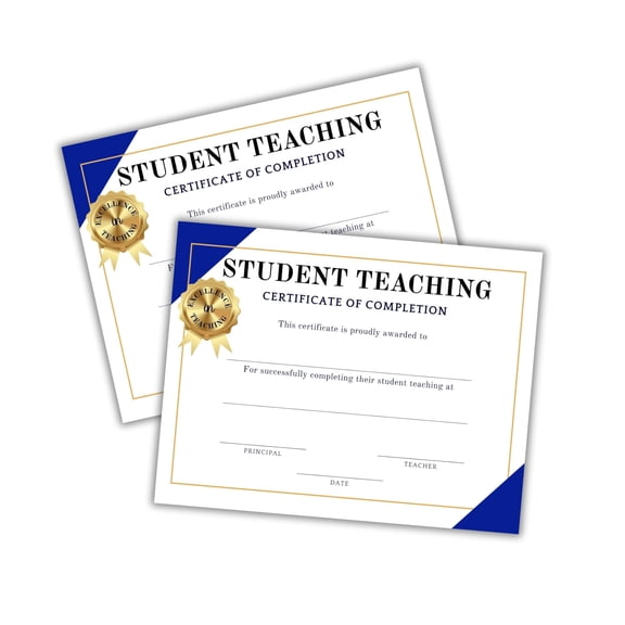 Student Teacher Certificate of Completion 6pk 8.5x11 on Linen Paper End of The Year Award Recognition Candidate Classroom Recognition for Aids
