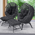 thumbnail image 4 of RADIATA Set of 2 Wicker Double Egg Chair with Ottomans, All-Weather PE Rattan Patio Stationary Chair with Thick Cushions, 420lbs Capacity, Gray, 4 of 10