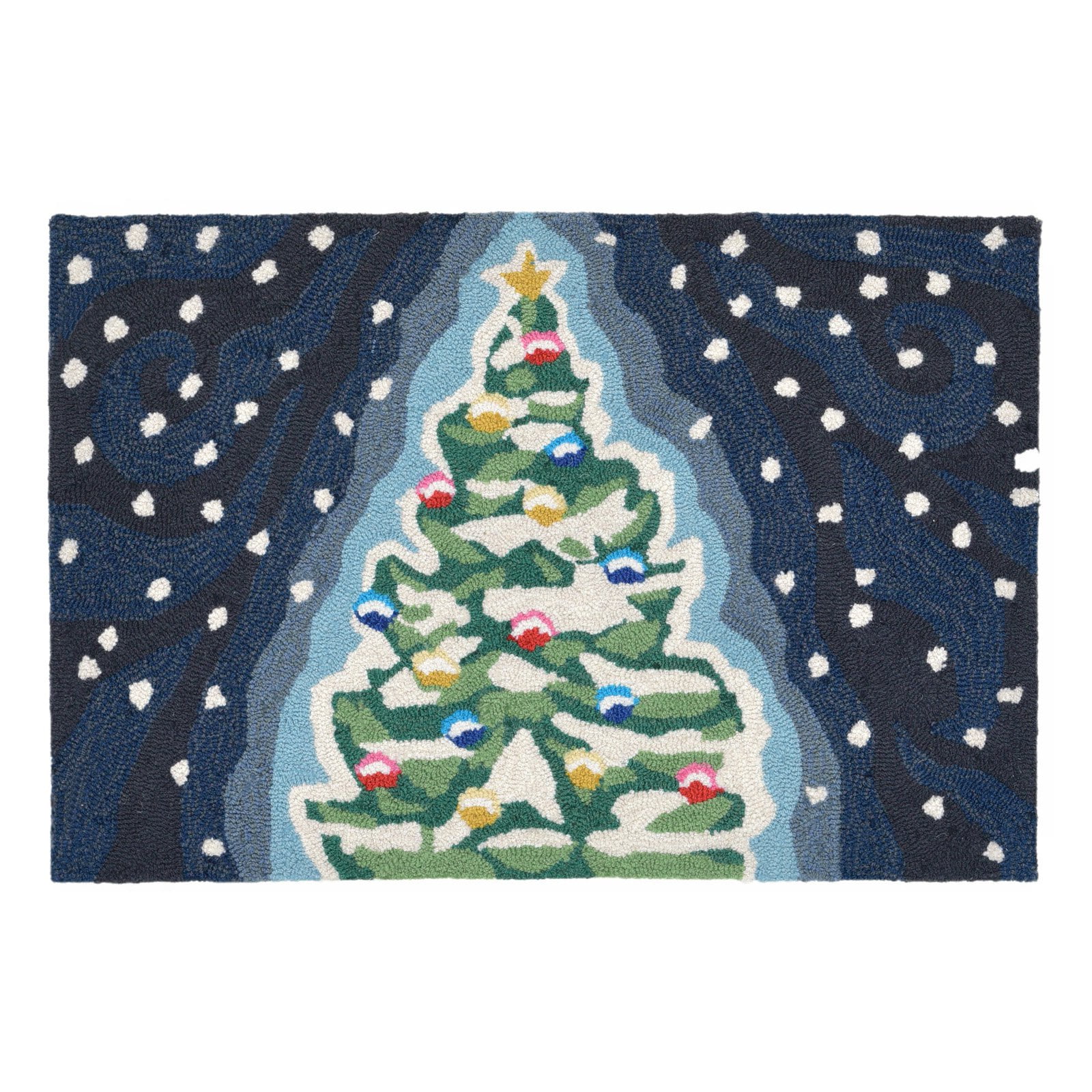 Liora Manne Frontporch Xmas Tree Indoor Outdoor Area Rug Midnight