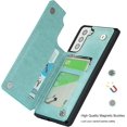 thumbnail image 5 of for Galaxy S21 Wallet Case with RFID Blocking Card Holder for Girls Women,Premium PU Leather Double Magnetic Buttons Stand Wrist Strap Case for Samsung Galaxy S21 5G 6.2 Inch,Heart Green, 5 of 16