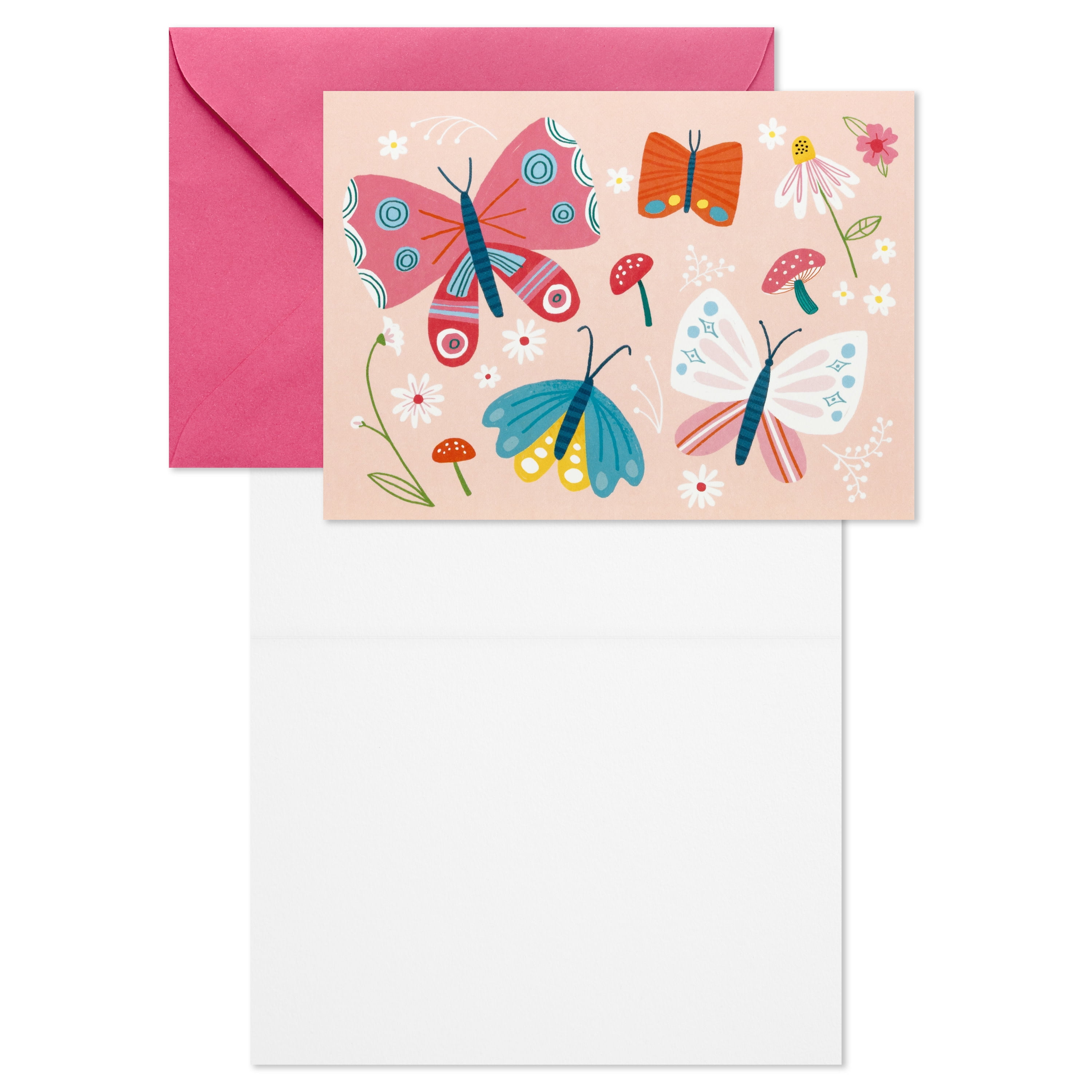 Hallmark Blank Notes (Pink Butterflies), 20 Count