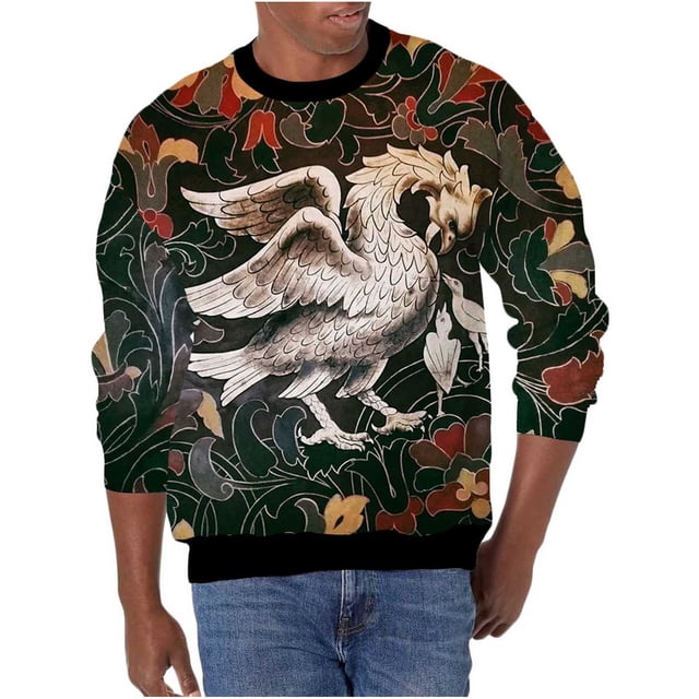 Hombres Casual Cuello Redondo 3D Impresión Digital Pullover Deportes Manga Larga Sudadera Tops Pompotops oipoqjl19072
