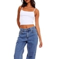 thumbnail image 2 of xiaxaixu Women's Basic Crop Cami Tops, Sleeveless Spaghetti Strap Contrast/Solid Color Camisole, 2 of 6