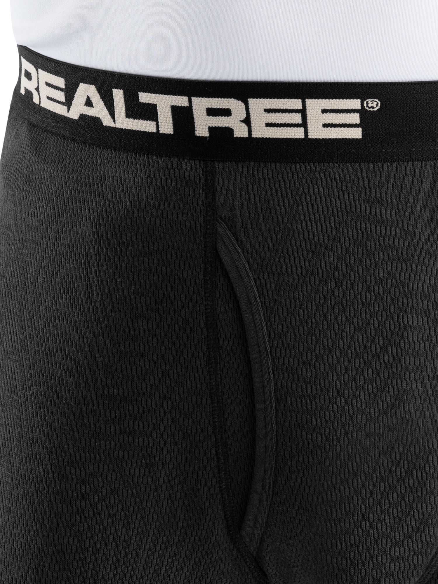 (2 pack) Realtree Men's Cotton Base Layer Thermal Pant, Black, L