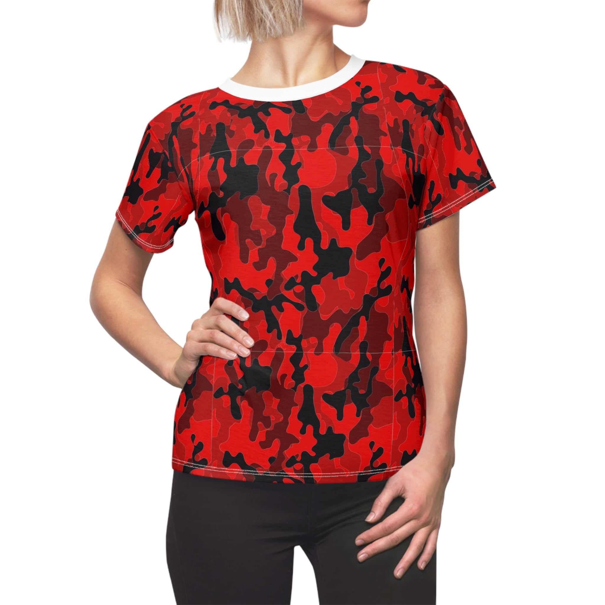 Red/Black Camo Tshirt for Women Camo Color Code 0056