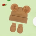 thumbnail image 1 of Baby Hats Knitted Toddler Winter Double Pompom Hat, 1 of 3