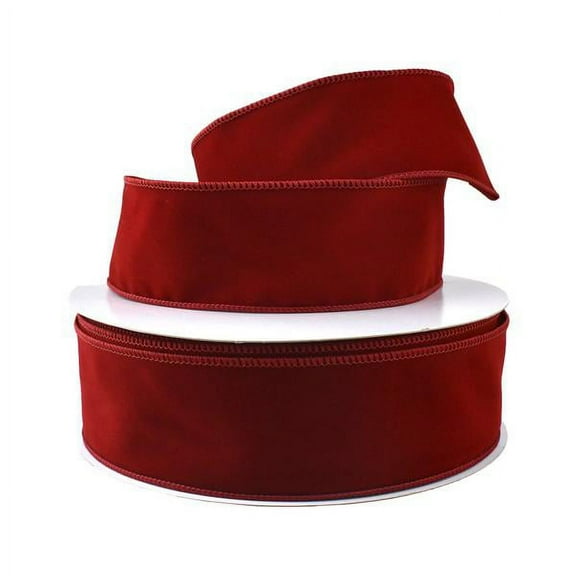 Christmas Velvet Wired Edge Ribbon, 2-1/2-Inch, 50-Yard - Scarlet