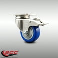 thumbnail image 2 of 3.5 Inch 316SS Blue Polyurethane Swivel Top Plate Caster with Total Lock Brake, 2 of 2