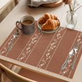 thumbnail image 3 of Brown Flowers Branch Placemats Set of 12 Spring Summer Farmhouse Botanical Place Mats Indoor Wipeable Table Mats Washable Cloth Dining Table Placemats for Kitchen Holiday Party Home Decor 13x19 Inch, 3 of 9