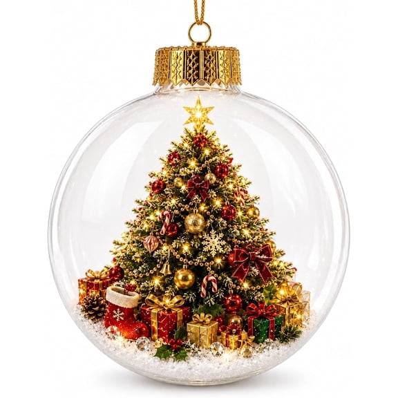 6PCS Glowing Christmas Ornaments - Mini Gold Light-Up Christmas Ball Ornaments - Christmas Tree Ornament with Warm LED Light for Tree Mantel, Holiday Scene Decoration & Gift