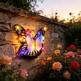 thumbnail image 2 of AuroraX Outdoor Solar Lights for Yard Decorative Solar Butterfly Wall Light Metal LED Waterproof Garden Outdoor Wall Decor Light Red, 2 of 7