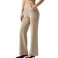 thumbnail image 3 of VBVC Women's High Waist Wide Leg Dress Pants,Button Detail Stretch Work Trousers For Women,Ladies Casual Office Palazzo Pants with Pockets,Khaki,S-3XL, 3 of 7