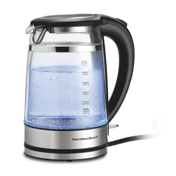 Hamilton Beach Double Wall 1.7L Electric Kettle, Water Boiler & Heater, Built-In Mesh Filter, Auto-Shutoff & Boil-Dry Protection, Cordless Serving, V