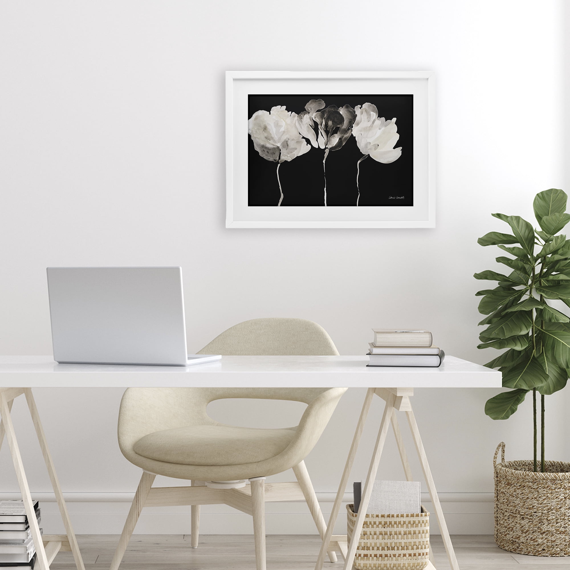 Stupell Industries Trio In Light On Black White Framed Print Under Glass, design by Lanie Loreth