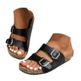 thumbnail image 1 of Dakaela Women's Flat Sandals Cork Footbed Slides Double Straps Slip on Beach Dressy Mules Clogs, 1 of 8