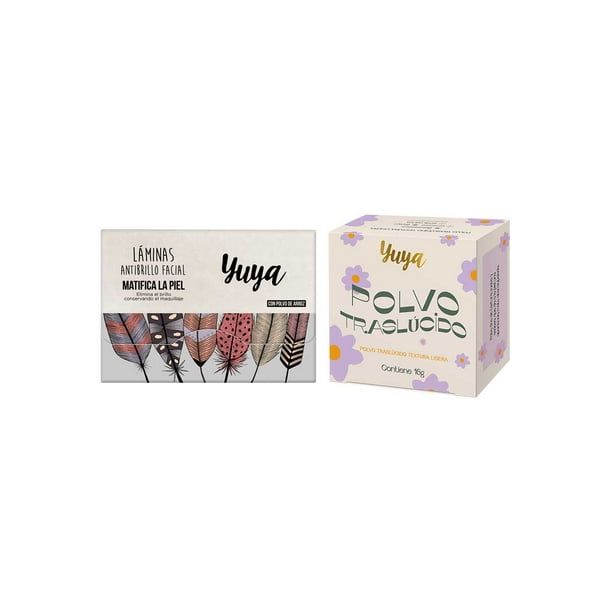 Yuya - Polvo traslúcido con ingredientes naturales 16g + Set Papel arroz Serendipia 50 pzas