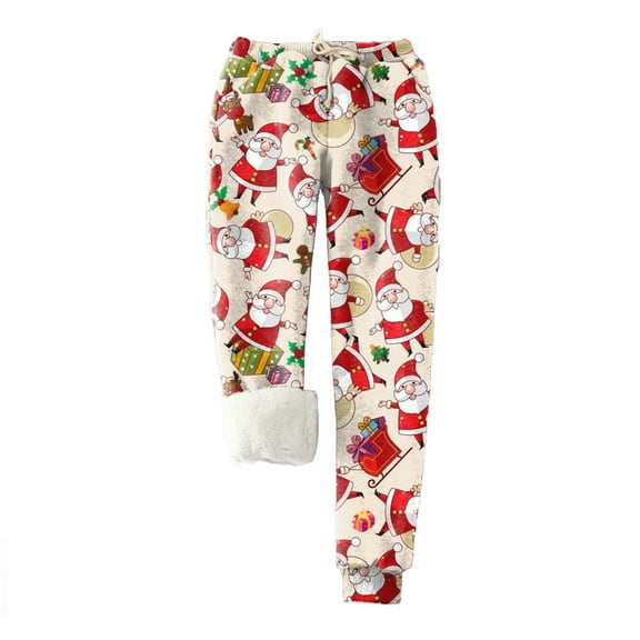 Fesfesfes Casual Christmas Printed Pant Women Keep Warm Long Pants Full Length Pants On Sale