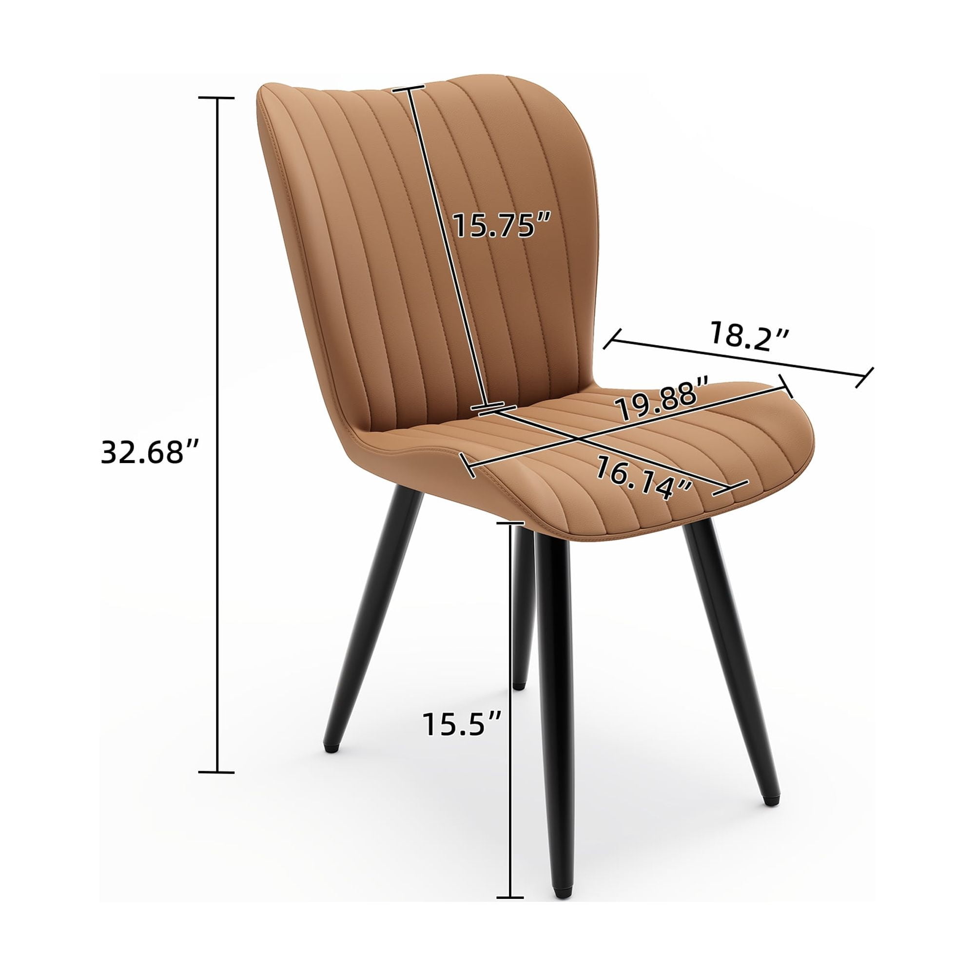 Alvantor Dining Chairs Set of 4 Upholstered Side Chairs with Thick Cushions & Metal Legs for Kitchen Living Room Brown