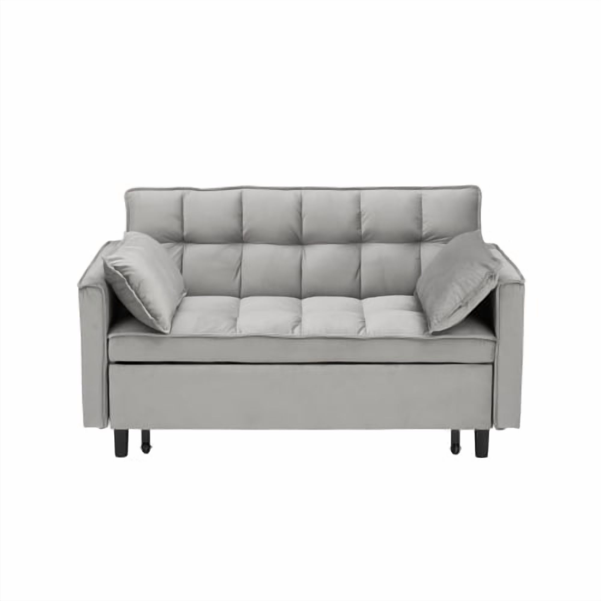 Cozynest 55 Inch Convertible Velvet Sofa Bed 2 Seat Loveseat with Side Pockets for Small Spaces Living Room Bedroom Apartment Guest Room