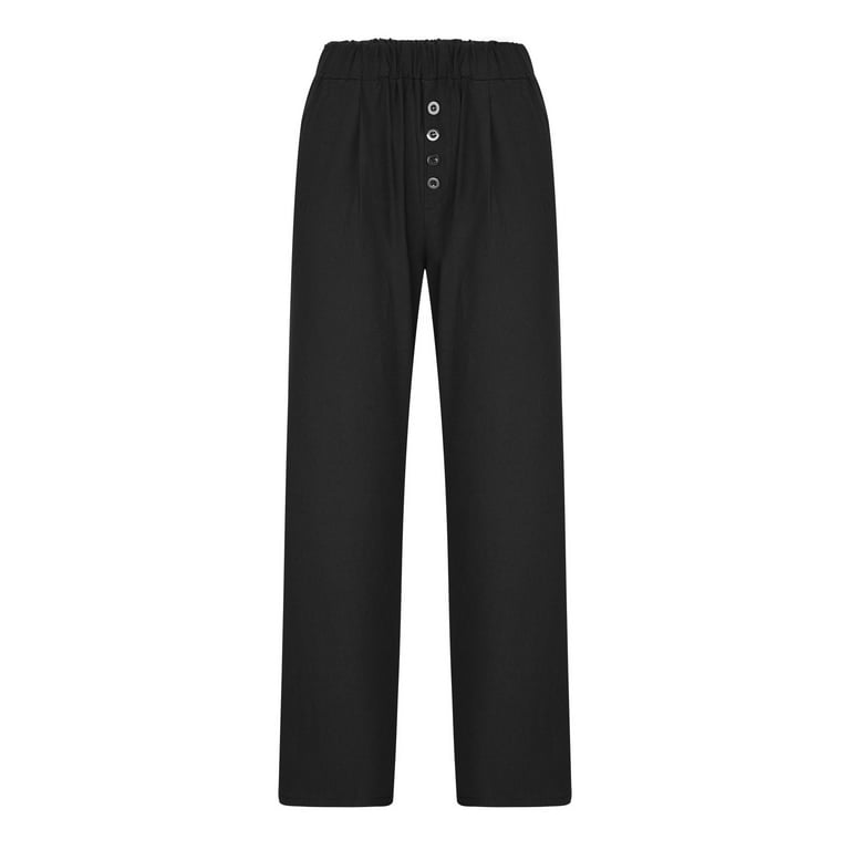KIHOUT Clearance Women Casual Solid Cotton Linen Pants Trousers