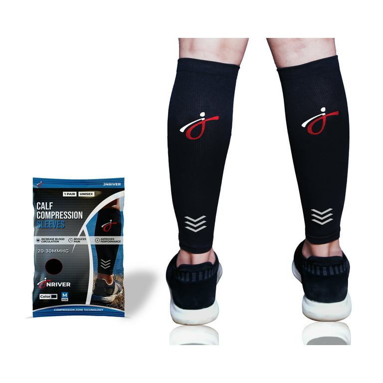 JNRIVER Calf Compression Sleeves for Men and Women - Unisex Leg Sleeve with  Shin Splints Support - Ideal for Leg Cramp Relief, Pregnancy, Varicose  Veins, Running - 20-30mmHg Leg Support Sleeves 