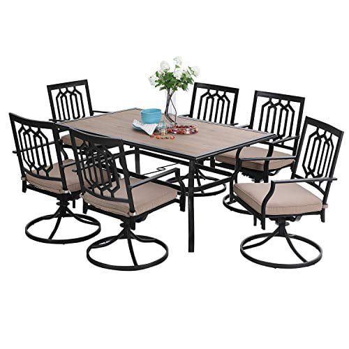 Sophia William Patio Dining Set 7, 6 Person Outdoor Dining Set With Swivel Chairs