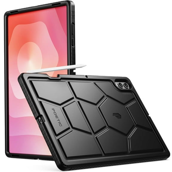 Poetic TurtleSkin Case for Samsung Galaxy Tab S11 Ultra (2025 Release) 14.6 inch Case with S Pen Holder, Heavy Duty Shockproof Kids Friendly Protective Silicone Cover, Black