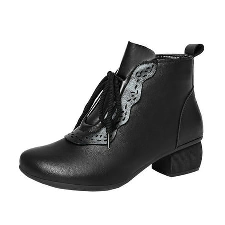 

Women s Shoes Soft Leather Side Zipper Lace Up Leather Shoes Casual Choes