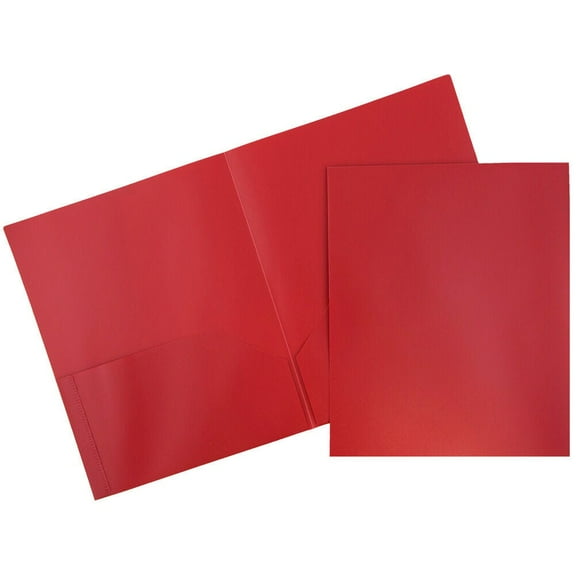 JAM Paper Plastic 2 Pocket School POP Folders, Red, 3/Pack