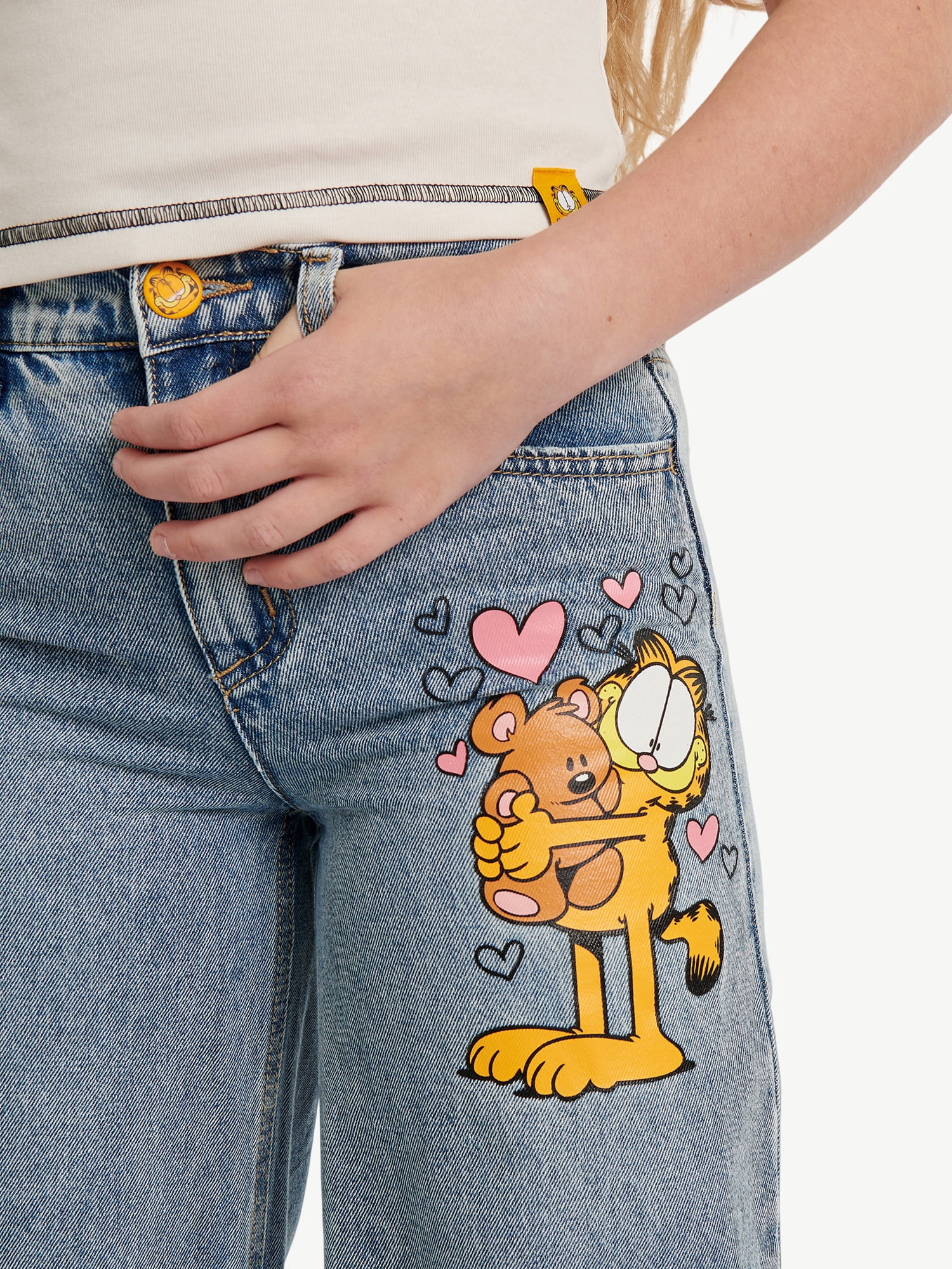 Justice x Garfield Girls Collab Jeans, Sizes 6-18, Slim & Plus