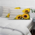 thumbnail image 3 of Spring Sunflowers Pillow Covers, Linen Long Throw Pillow Case, Yellow Floral Turquoise Farmhouse Grey Wooden Holiday Pillow Protector Decorative Cushion Cover for Living Room/Bedroom 24" x 36", 3 of 8