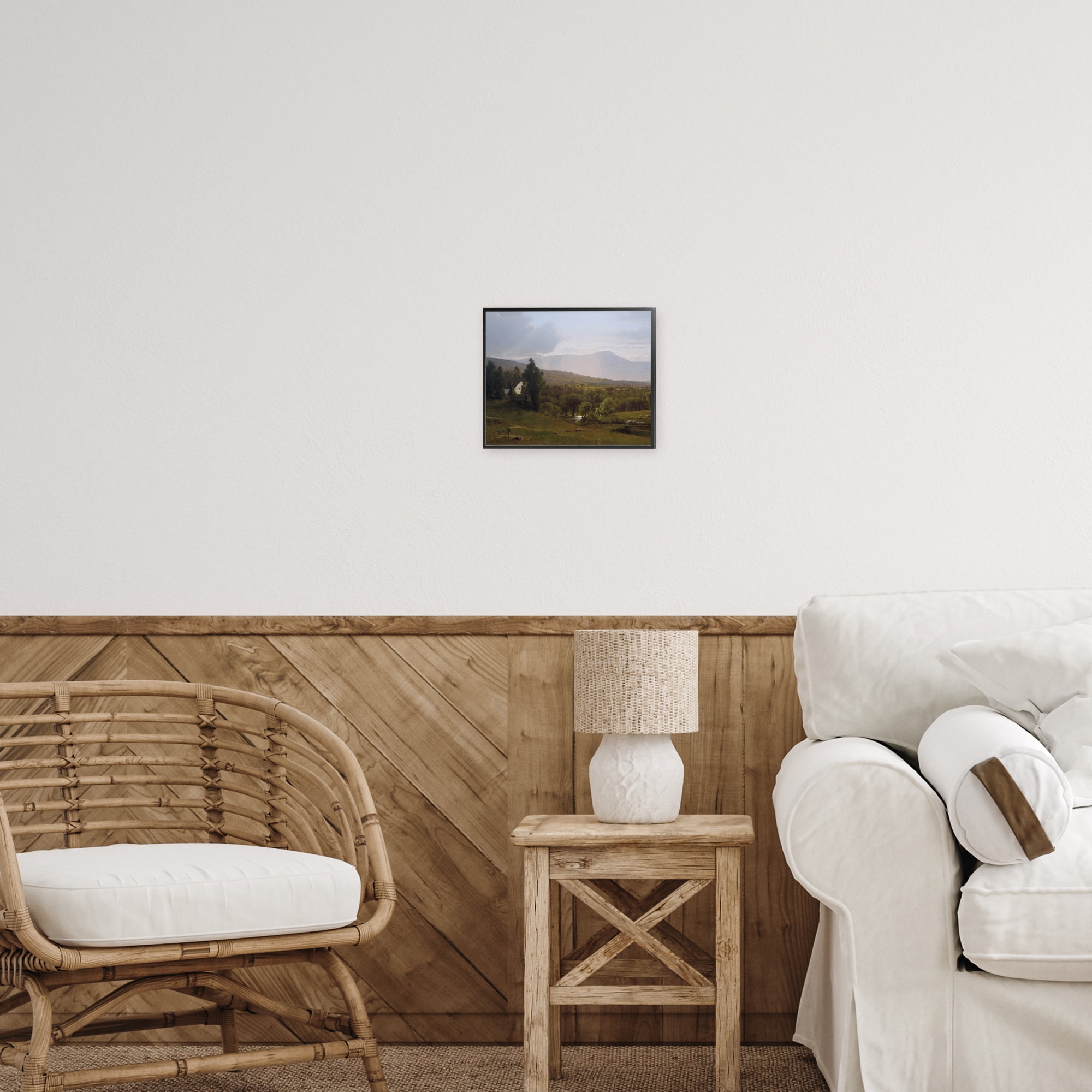 Cabins in Peaceful Vista Black Framed Giclee Art, design by Lettered and Lined