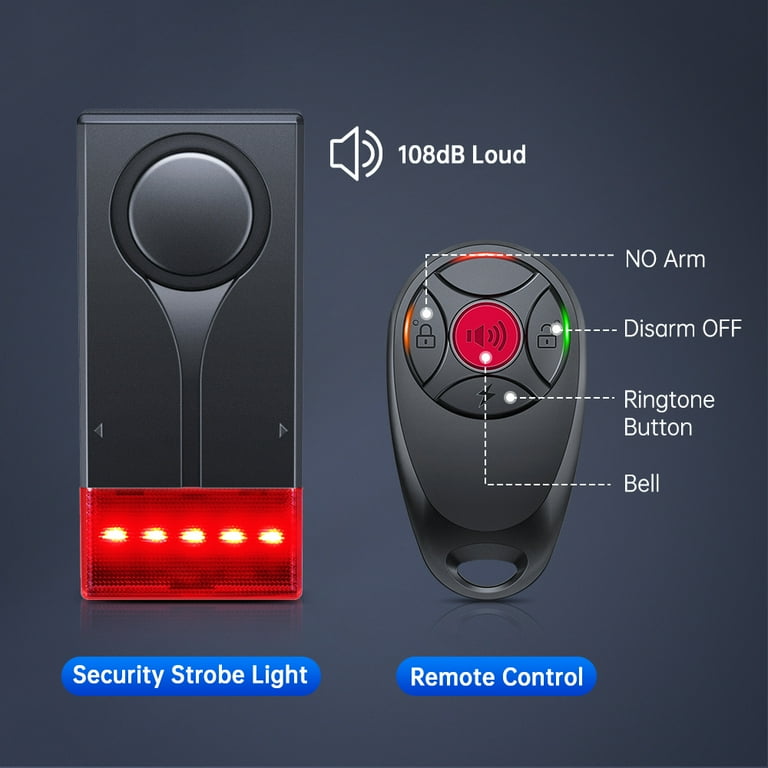 108dB Car Alarm System, Car Anti-Theft Vibration Sensor Alarm & Red Light,  Wireless Remote Anti Theft Vehicle Device with Magnetic Install Design for  ...