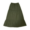 thumbnail image 3 of Women's Half Length Pleated Skirt Retro Elastic Waist Linen Hem Long Skirt, 3 of 3