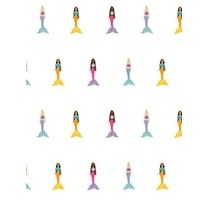 Barbie Mermaids Removable Vinyl Wallpaper, White