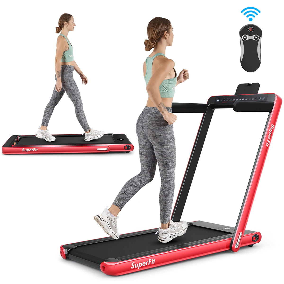 SuperFit 2.25HP in 1 Dual Display Treadmill Jogging Machine Control Dual Display Screen Silver - Walmart.com