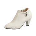 thumbnail image 3 of YOUYEDIAN Boots for Women Fashion Pointed Toe Side Zipper High Kitten Heel Short Booties Versatile Walking Leather Shoes, 3 of 5