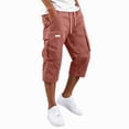 thumbnail image 2 of Zimjoy Cargo Shorts for Men Loose Fit Stretch Lightweight Elastic Waist Below The Knee Bermuda Casual Outdoor Work Shorts with Pockets Watermelon Red XL, 2 of 6
