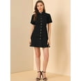 thumbnail image 3 of INSPIRE CHIC Robe en Denim pour Femme à Manches Courtes Bouffantes, Robe Chemise à Boutons, 3 of 6