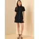 thumbnail image 3 of Mini Vestido Vaquero Allegra K Con Botones Manga Corta Abullonada Negro S, 3 of 6