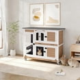thumbnail image 7 of MEDEHOO 47" Two Story Rabbit Hutch with Wheels, Indoor Outdoor Rabbit Cage with Wheels & Leak-Proof Trays for Rabbits, Guinea Pigs(Brown), 7 of 7