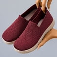 thumbnail image 3 of Women's Breathable Loafers Comfortable Woven Non Slip Walking Shoes Wide Toe Box Slip On Sneakers with Arch Support Red Size 8, 3 of 7