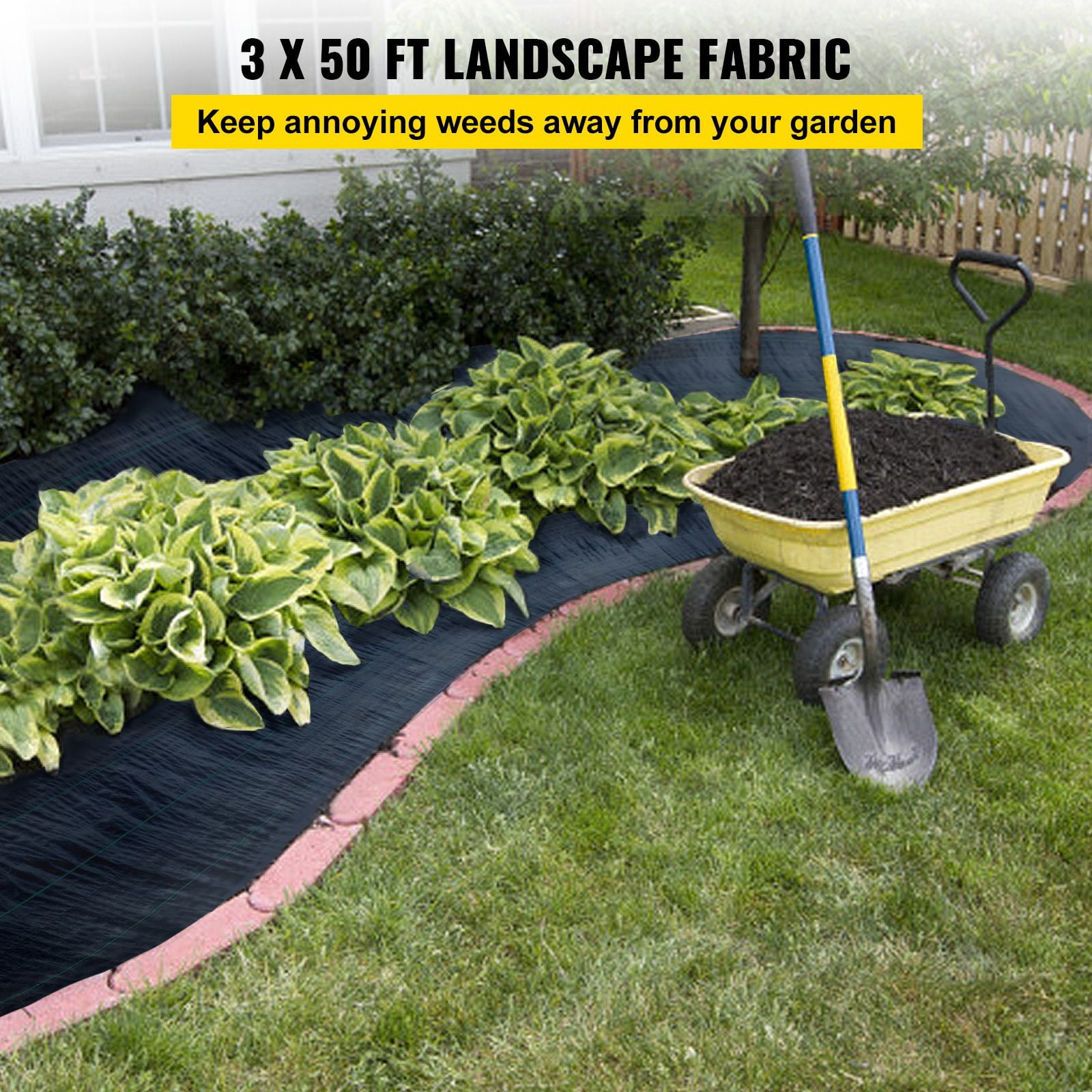 Woven Weed Barrier Fabric 5OZ 3FTx50FT - Heavy Duty Landscape Fabric, High Permeability Ground Cover for Garden Beds, Geotextile Underlayment, Durable Polyethylene Weed Control Fabric