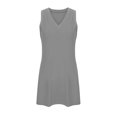 thumbnail image 5 of Women's Sleevelee Tank Dress 2025 Summer Casual V Neck Basic Split Mini Tshirt Sundresses Fashion Outfits, 5 of 6