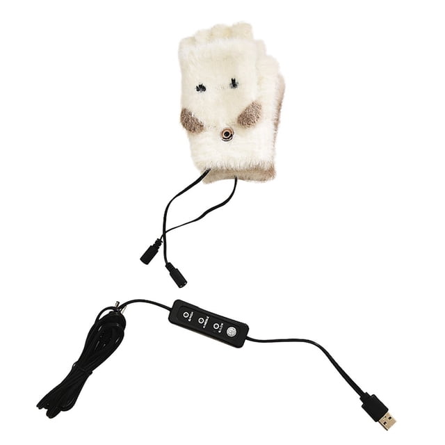 Heating Gloves Adjustable Half Fingers USB Charging Exquisite Heating Flip Fingerless Gloves for Outdoor