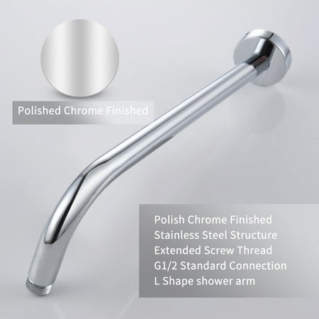 L Shaped Shower Arm Extension With 16 Inch Length Stainless Steel In Polished Chrome Replacement For Rainfall Head Canada - Extended Arm Shower Head L Shaped Shower Arm Extension With 16 Inch Length Stainless Steel In Polished Chrome Replacement For Rainfall Head Canada - Extended Arm Shower Head