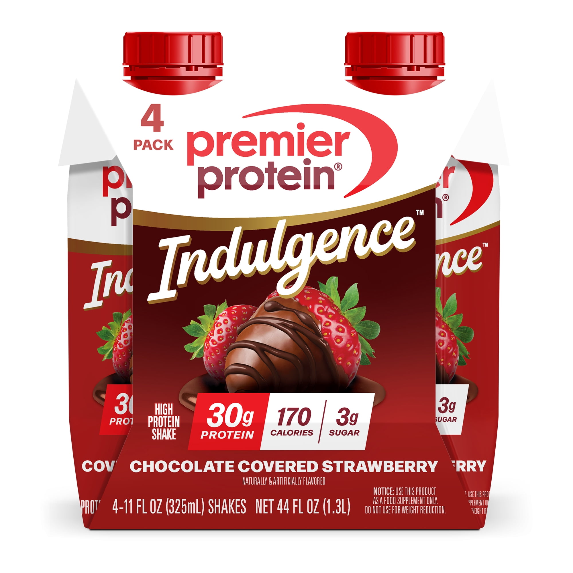 Premier Protein Indulgence Protein Shake, Chocolate Covered Strawberry, 30g Protein, 11 fl oz, 4 Ct