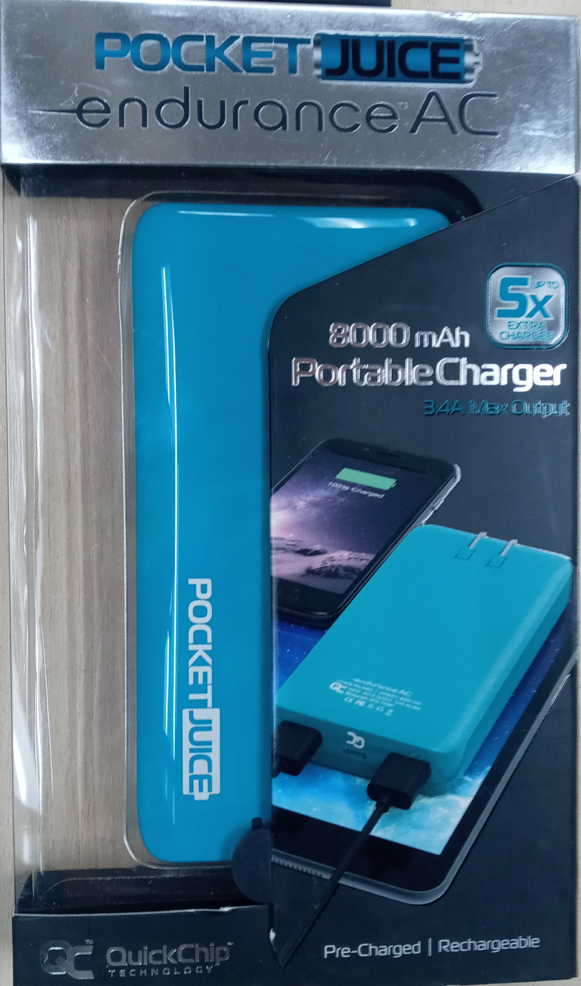 Tzumi Pocket Juice Endurance AC 8,000 mAH Teal