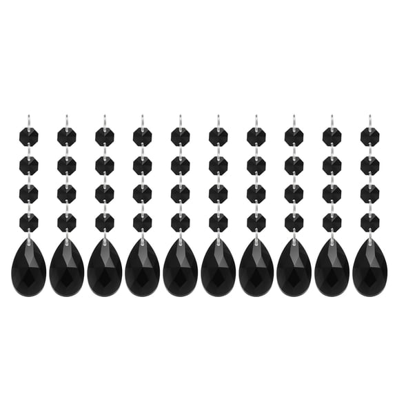 Uxcell Teardrop Crystal Chandelier Pendants Beads, 10 Pack 125mm Length 38mm Chandelier Prisms Parts Ornaments Hanging Beads for DIY Arts Crafts Decoration, Black