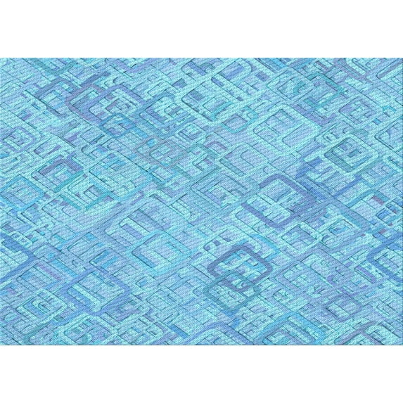 Ahgly Company Machine Washable Indoor Rectangle Transitional Blue Area Rugs, 6' x 9'